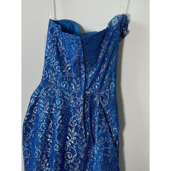 Vtg Loralie Sequined Tulip Maxi Dress Strapless Floral Sweetheart Blue Size 3/4 - Picture 8 of 14